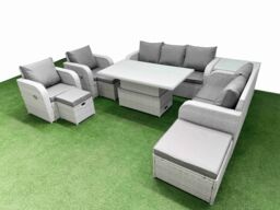 Fimous PE Rattan Garden Furniture Set Reclining Chair Sofa Double Love Seat 2 Seater Sofa Lounge Set Adjustable Lifting Dining or Coffee Table 3 - thumbnail 1