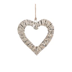 Red Hamper Wicker Flat Open Heart in Grey