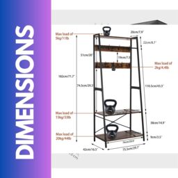 FURNOS Industrial Hall Tree Coat Rack Stand With 2 Shelves & 8 Hooks in Brown - thumbnail 6