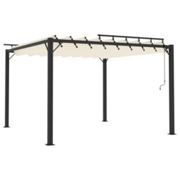 Berkfield Home Gazebo with Louvered Roof 3x3 m Cream Fabric & Aluminium in Beige - thumbnail 2