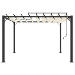 Berkfield Home Gazebo with Louvered Roof 3x3 m Cream Fabric & Aluminium in Beige - thumbnail 3