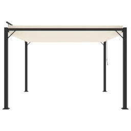 Berkfield Home Gazebo with Louvered Roof 3x3 m Cream Fabric & Aluminium in Beige - thumbnail 4
