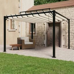 Berkfield Home Gazebo with Louvered Roof 3x3 m Cream Fabric & Aluminium in Beige - thumbnail 1