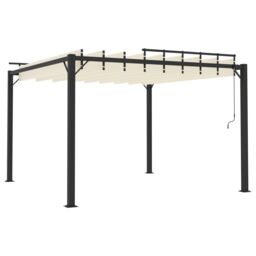 Berkfield Home Gazebo with Louvered Roof 3x3 m Cream Fabric & Aluminium in Beige - thumbnail 5