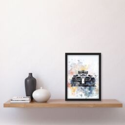 "Artery8 Racing Modern Watercolour Race Car Track Shot Framed Art Print in Black - Size: W12"" x H16""" - thumbnail 4