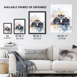 "Artery8 Racing Modern Watercolour Race Car Track Shot Framed Art Print in Black - Size: W12"" x H16""" - thumbnail 3