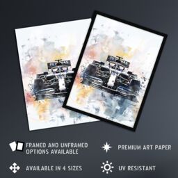 "Artery8 Racing Modern Watercolour Race Car Track Shot Framed Art Print in Black - Size: W12"" x H16""" - thumbnail 2