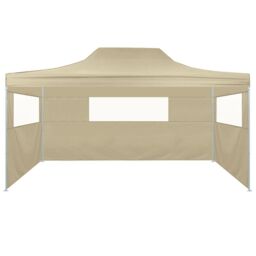 Berkfield Home Professional Folding Party Tent with 3 Sidewalls 3x4 m Steel Cream in Beige - thumbnail 2