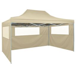 Berkfield Home Professional Folding Party Tent with 3 Sidewalls 3x4 m Steel Cream in Beige - thumbnail 1