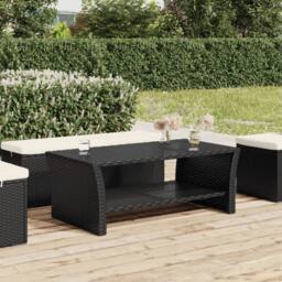 Berkfield Home Coffee Table Black 100x50x40 cm Poly Rattan - Size: 100 x 50 x 40 cm
