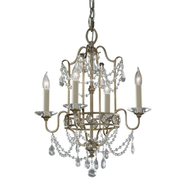 Loops 4 Bulb Chandelier Hanging Pendant LIght Gilded Silver LED E14 60W Bulb in Metallics - image 1