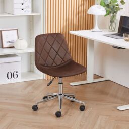 FURNITURE ONE Office Chair, Leather Suede, Adjustable Height, Swivel, 150kg Load 1 Pack in Brown
