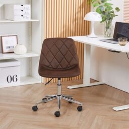 FURNITURE ONE Office Chair, Leather Suede, Adjustable Height, Swivel, 150kg Load 1 Pack in Brown - thumbnail 4