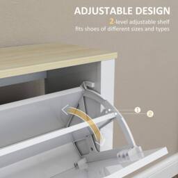 HOMCOM 16-Shoe Storage Cabinet 4 Shelves 4 Drawers Tabletop White - thumbnail 5