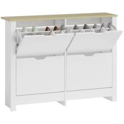 HOMCOM 16-Shoe Storage Cabinet 4 Shelves 4 Drawers Tabletop White - thumbnail 2