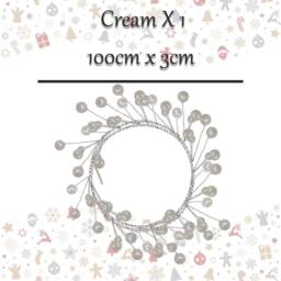 VFM e-Store Christmas Pearl Garland Decoration 100cm x 3cm Cream X 1 - Size: 100 cm x 3 cm - thumbnail 2