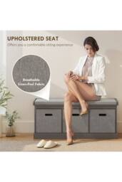 ERGOVEXA Three-Drawer Shoe Storage Bench, Grey - thumbnail 3
