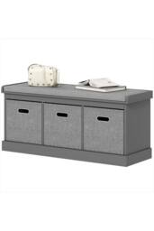 ERGOVEXA Three-Drawer Shoe Storage Bench, Grey - thumbnail 1