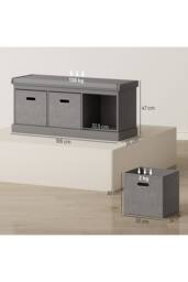 ERGOVEXA Three-Drawer Shoe Storage Bench, Grey - thumbnail 2