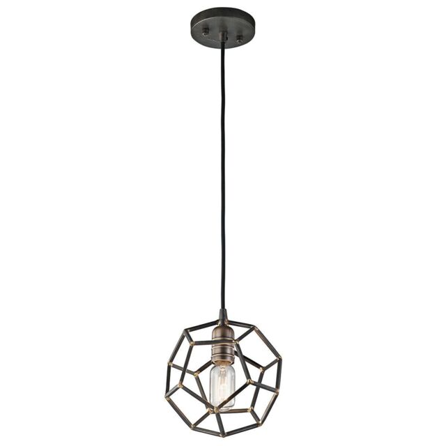 Loops 1 Bulb Ceiling Pendant Light Fitting Raw Steel LED E27 100W Bulb in Metallics