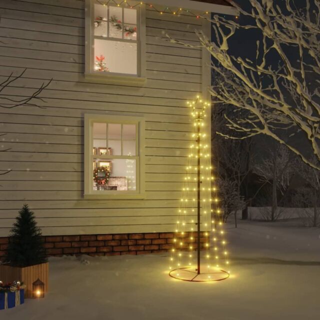 Berkfield Home Christmas Cone Tree Warm White 108 LEDs 70x180 cm - image 1
