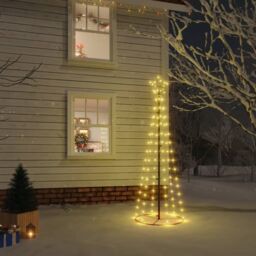 Berkfield Home Christmas Cone Tree Warm White 108 LEDs 70x180 cm - thumbnail 1