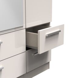 Ready Assembled 2 U Windsor Tall Triple 2 Drawer Mirror + Drawer Wardrobe (Ready Assembled) in Taupe - thumbnail 8