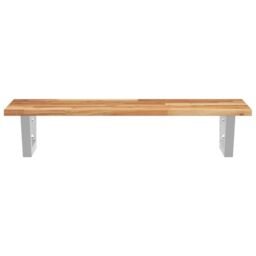 Berkfield Home Basin Shelf Wall Mounted Steel & Solid Wood Acacia in Brown - thumbnail 4