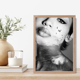 ARTZE Abstract & Forest Fashion Black & White Photo Framed Print SIZE: A4 with Oak Frame - thumbnail 2