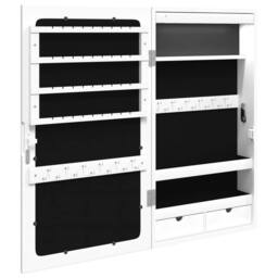 Berkfield Home Mirror Jewellery Cabinet with LED Lights Wall Mounted White - thumbnail 8