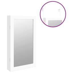 Berkfield Home Mirror Jewellery Cabinet with LED Lights Wall Mounted White - thumbnail 9