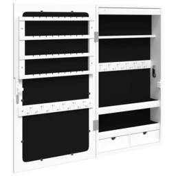 Berkfield Home Mirror Jewellery Cabinet with LED Lights Wall Mounted White - thumbnail 7