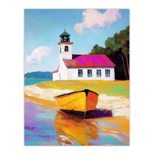 "Artery8 Boat by Small German Chapel Coastal Landscape Wall Art Print - Size: W18"" x H24""" - image 1
