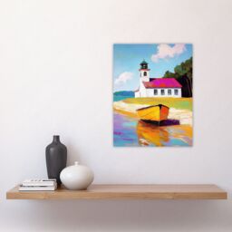 "Artery8 Boat by Small German Chapel Coastal Landscape Wall Art Print - Size: W18"" x H24""" - thumbnail 4