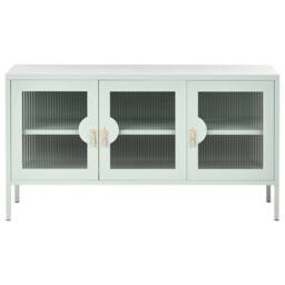Wyld and Coco Mint Green Steel 3-Door Sideboard - Industrial Office Storage - thumbnail 6