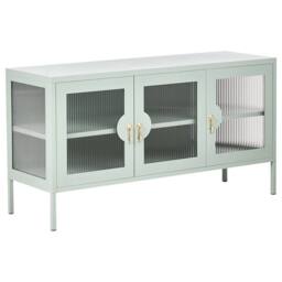 Wyld and Coco Mint Green Steel 3-Door Sideboard - Industrial Office Storage - thumbnail 2