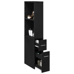 Berkfield Home Narrow Bathroom Cupboard Black oak Particle board - thumbnail 3