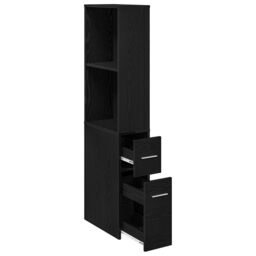 Berkfield Home Narrow Bathroom Cupboard Black oak Particle board - thumbnail 5