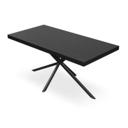 More4Homes Donni Dining Table & Chairs - Black Table Top w Black Legs + Nova Faux Leather Dining Chair Set Of 6 in Grey - thumbnail 3
