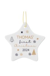 Personalised Memento Company Personalised First Christmas Star Christmas Tree Decoration in White - thumbnail 1