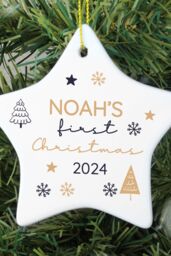 Personalised Memento Company Personalised First Christmas Star Christmas Tree Decoration in White - thumbnail 3