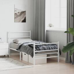 Berkfield Home Metal Bed Frame without Mattress with Footboard¬†White 90x190cm in White - Size: 90x190 cm - thumbnail 4