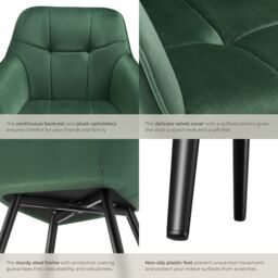 tectake Dining Chair Marilyn Set Of 4 - Dark Green / Black - Size: 4 Pack - thumbnail 5