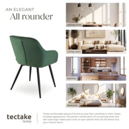 tectake Dining Chair Marilyn Set Of 4 - Dark Green / Black - Size: 4 Pack - thumbnail 7