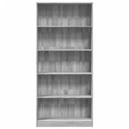 Berkfield Home Bookcase Grey Sonoma 80x24x176 cm Engineered Wood - Size: 80 x 24 x 176 cm - thumbnail 4