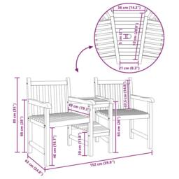 Berkfield Home Outdoor Chairs with Shelf Geometric with Storage Brown Solid teak wood - thumbnail 9