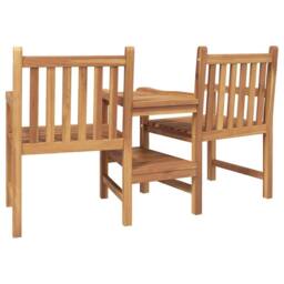 Berkfield Home Outdoor Chairs with Shelf Geometric with Storage Brown Solid teak wood - thumbnail 7