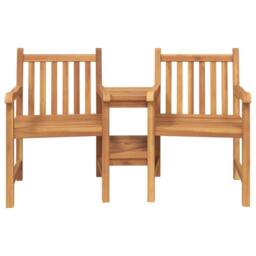 Berkfield Home Outdoor Chairs with Shelf Geometric with Storage Brown Solid teak wood - thumbnail 5