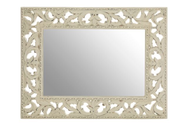 Orsina Rustic Cream Wall Mirror with Floral Frame, Portrait or Landscape Mounting Mirror, Square Wall Mirror - image 1