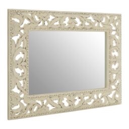 Orsina Rustic Cream Wall Mirror with Floral Frame, Portrait or Landscape Mounting Mirror, Square Wall Mirror - thumbnail 3